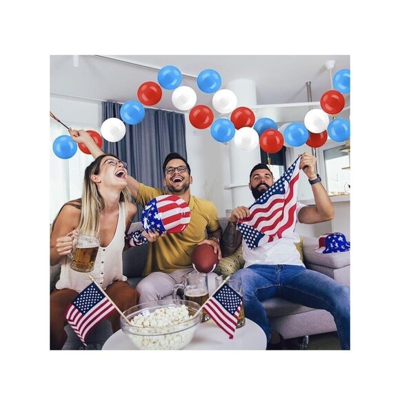 Jumbo Ball Red White & Blue Garland Patriotic 4th of July Party Decoration (H1) - Picture 3 of 6
